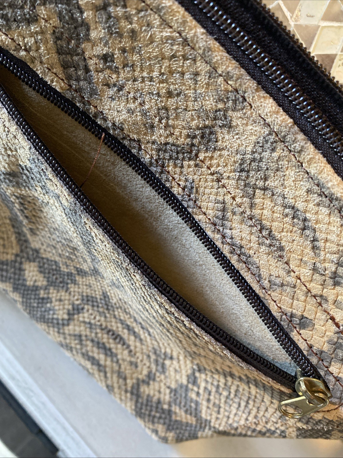 Down Home Leather Python Snakeskin Print Crossbod… - image 9