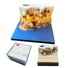 Desk Calendar With LED Lights,Calendar 3D Memo Pad Creative Paper Carving 2025