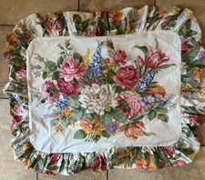 RALPH LAUREN MELISSA EURO RUFFLED PILLOW SHAM-100 COTTON BIG WHITE FLOWER