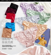 S-XL 3Pcs Women Briefs Lot Bikini Low cut Panties Undies Satin Silky Cool Adult