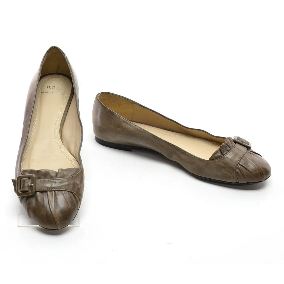 Mocassim feminino NDC feito à mão fivela balé liso 37,5/7 couro acastanhado - Imagem 2 de 4