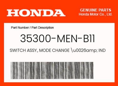 Honda Genuine Switch Assy., Mode Change U0026Amp; Indicator - 35300-Men-B11
