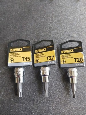 DeWalt T20, T27, T45, Torx Bit Socket 3/8'' DR. (LOT OF 3)  Fast Shipping 