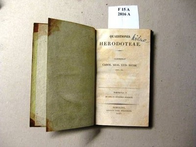 Quaestiones Herodoteae. Particula I. De Vita Et Itineribus Herodoti.(das Leben u