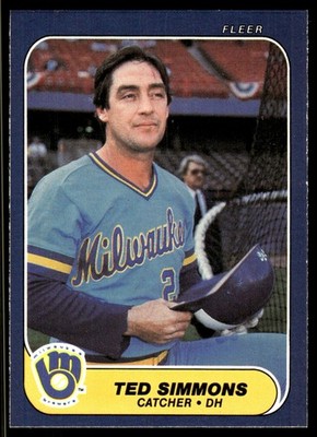 Ted Simmons 1986 Fleer #503 Brewers MLB READ FREE SHIPPING AutographDen