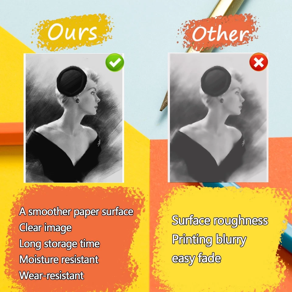 6 Rolls Colored Thermal Sticker Paper for Phomemo T02/M02/M02S PRO Mini Print... - Image 3 of 4