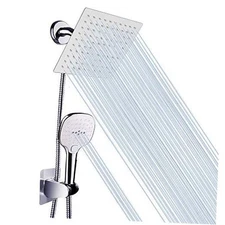 Shower Head with Hose, High Pressure Stainless Steel 8 Inch Rain Chrome Finish