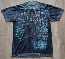 Affliction Filter Y2K Era Graphic Blue T-Shirt Punk Rock - Men's Size LG 