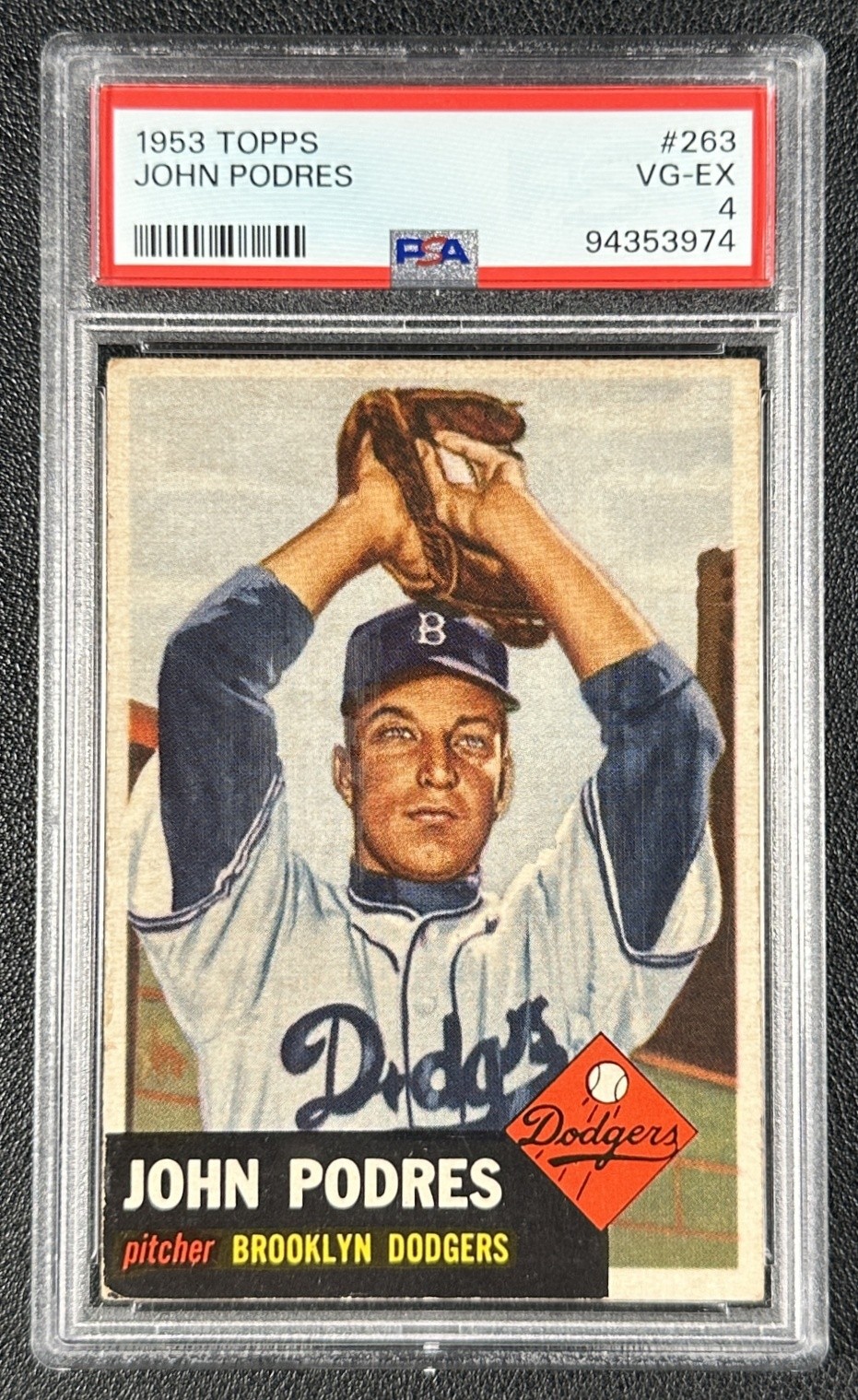 JOHN PODRES PSA 4 1953 TOPPS BASEBALL #263 ROOKIE RC DODGERS 3974