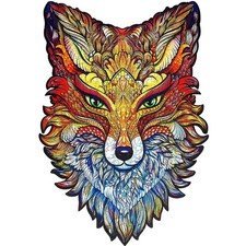 UNIDRAGON Wooden Jigsaw Puzzle Fiery Fox Medium 197 Pieces Wooden Box Unique