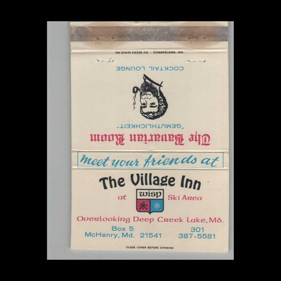 #ad #ad Matchbook Cover The Village Inn At WISP Ski Area McHenry MD $4.95