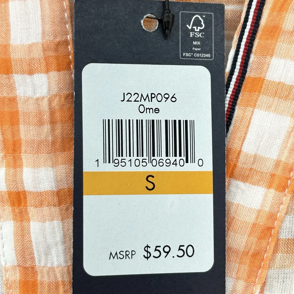 Tommy Hilfiger Blouse Women Size Small Orange Plaid Cap Sleeve NEW - Image 3 of 4