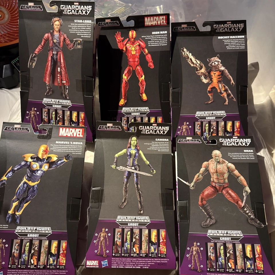 Marvel Legends 2014 Full Set Guardians Of The Galaxy Action Figures Groot BAF - Image 2 of 4