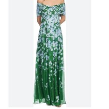Sachin & Babi Kennedy Floral Off The Shoulder Maxi Dress Green Blue Size 14