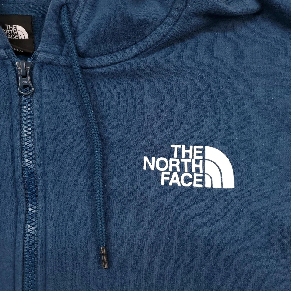 The North Face 连帽运动衫男式 2XL 蓝色全拉链袖标志 A4QN — 第 3/4 张图片