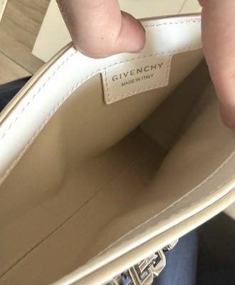GIVENCHY Cut Out Mini Ivory White Box Calfskin Leather Shoulder