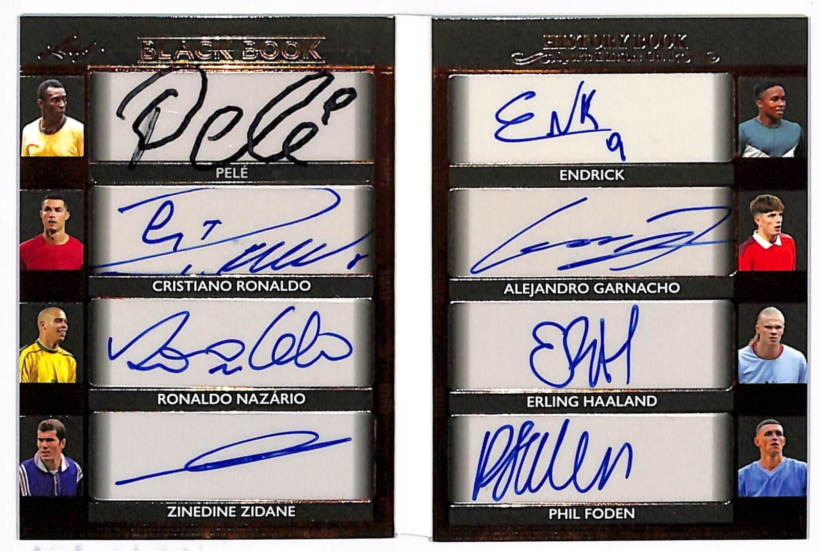 2023 Leaf Black Book Auto Ronaldo Haaland Pele Zidane Foden Garnacho Endrick #/6 view 1