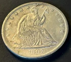 1867 S/S Seated Liberty Silver Half Dollar 50c WB-103 High Grade AU Original