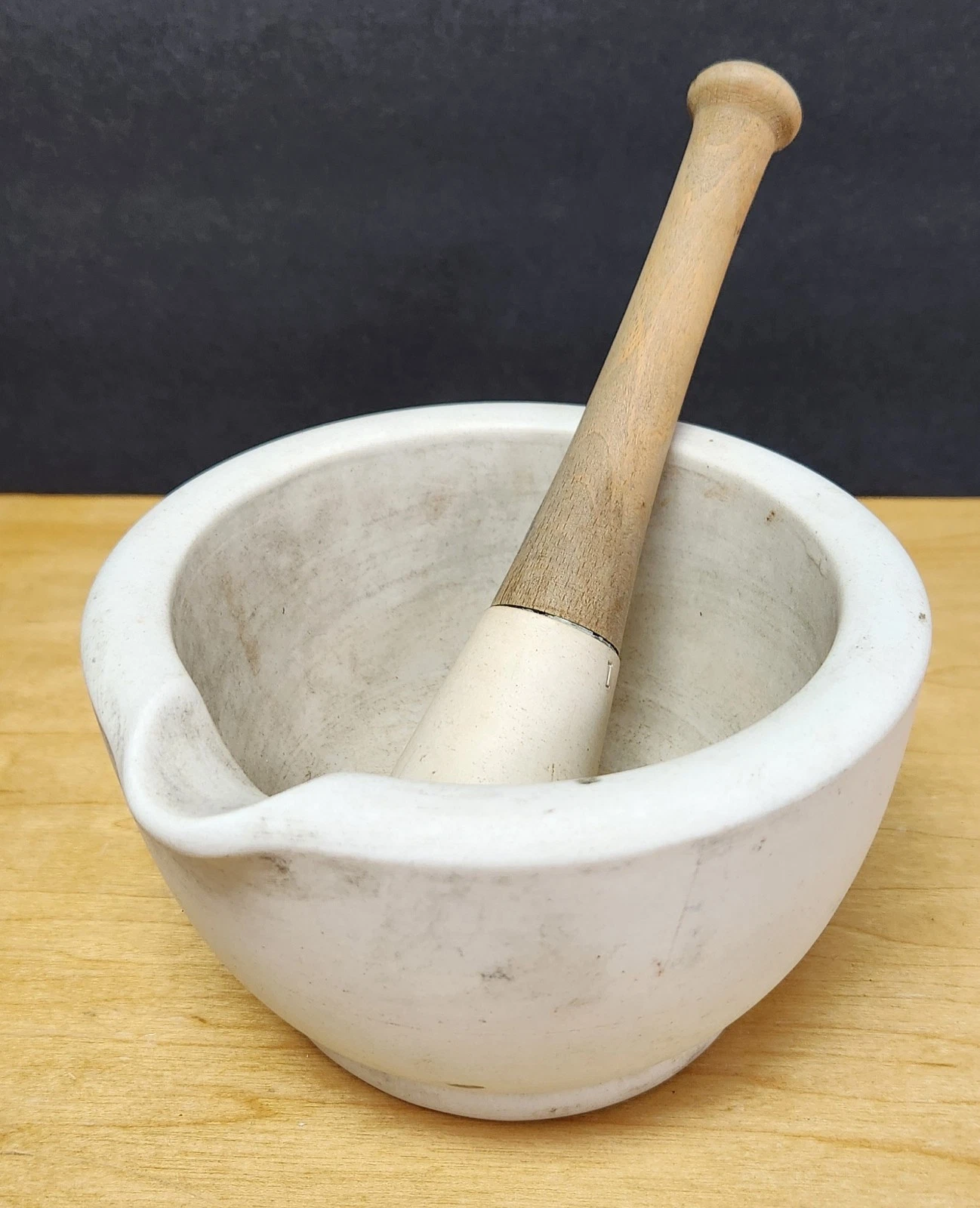 Antique Thomas Maddock Sons Apothecary Mortar and Pestle Set NJ Ceramic 5" Rim
Opens in a new window