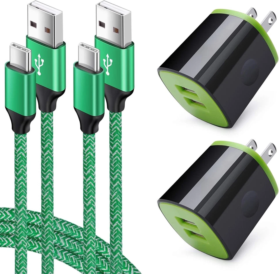 Cable de carga USB-C duradero de 6 pies y adaptador de doble puerto - Carga rápida para Samsung Foto 3 de 4