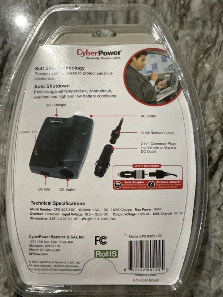 New SEALED  CyberPower 3-In-1 Mobile Power Inverter-Model #CPS160SU-DC - Image 4 of 4