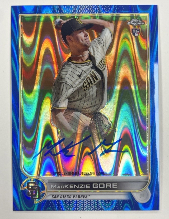 2022 Topps Chrome Rookie Auto True Blue Refractor /150 Mackenzie Gore Card RA-MG