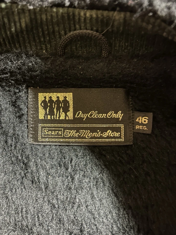 Chaqueta Sears 46 Grande Verde Pana Barnstormer Abrigo Forrado De Piel Sintética Años 70 De Colección Foto 2 de 4