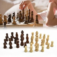 32pcs Wooden Carved Chess Pieces Hand Crafted Set 65mm Chess Game New Interested
