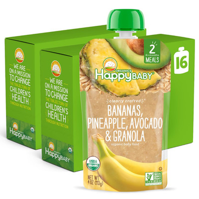 Happy Baby Organics Clearly Crafted Stage 2 Baby Food Bananas, Pineapples, Avoca