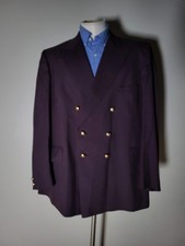 Vintage Burton England 46L Purple Gold Btn Double Breasted Jacket Blazer Coat 