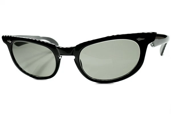 Gafas de sol American Optical negras semi-ojo de gato 50□22-135 hechas en EE. UU. con estuche Foto 2 de 4