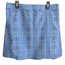 RipSkirt Hawaii Skirt Size L Blue White Batik Geometric Dot 19 In Length 2 Wrap