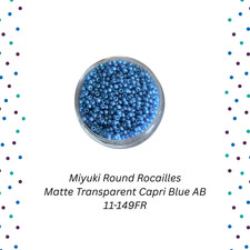 Miyuki 11/0 Round Seed Beads 11-149FR Matte Transparent Capri Blue AB 5 Grams