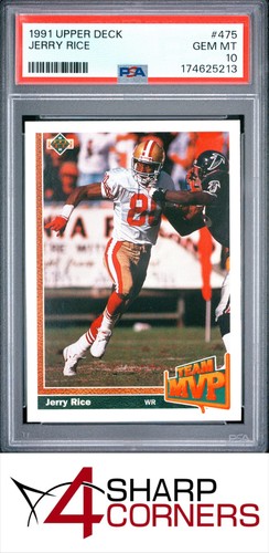 1991 UPPER DECK #475 JERRY RICE 49ERS HOF TEAM MVP PSA 10