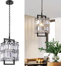  Black Crystal Kitchen Island Lighting, Farmhouse Chandeliers for Dining Room, 