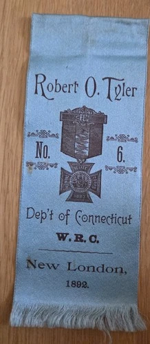 1892 W.R.C. GAR Ribbon  Dep't of Connecticut Robert O Tyler No. 6 New London