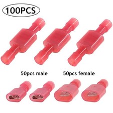 100  Insulated Male Female Quick Disconnect Terminal AWG22-18 Wire Connector kit