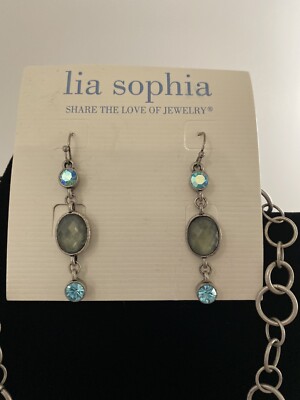 Collier Et Boucles D'oreilles Lia Sophia Serenity - Couleur Bleu-vert Argenté Mat - Occasion Femme