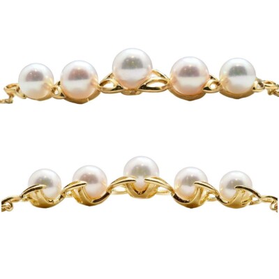 MIKIMOTO K18YG yellow gold pearl necklace P0017988 | eBay