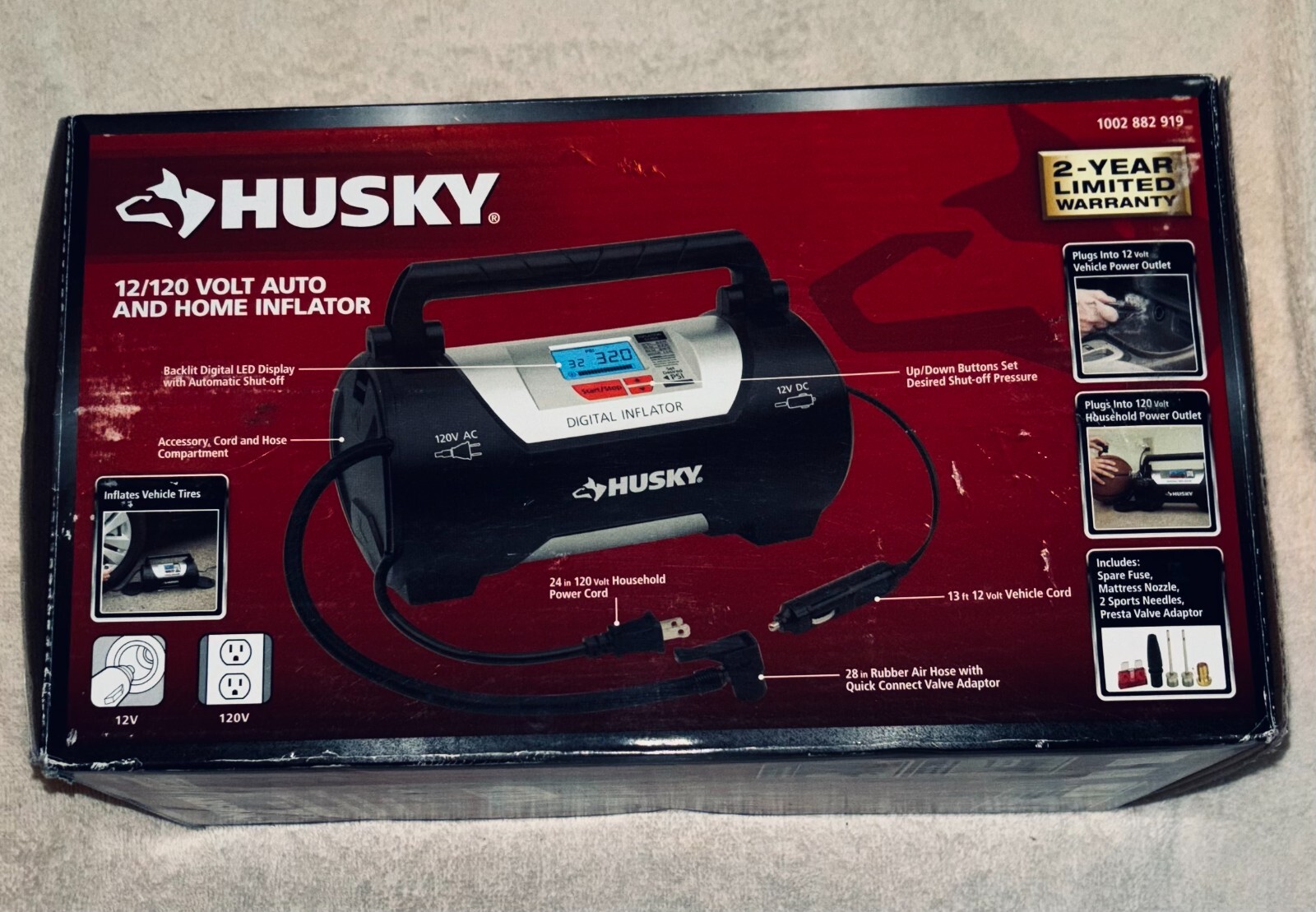 Husky Air Compressor 120 Volt Auto And Home Digital Inflator (5060