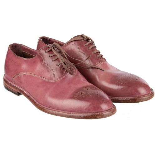 Derby Brogue Shoes Marsala Leather Pink 