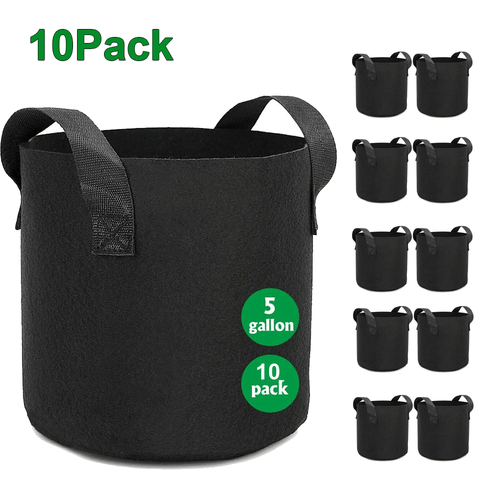 5/10 Pk Plant Grow Bags Fabric Pot Nursery Soil Bag W/Handles Thickened Nonwoven - Picture 20 of 20