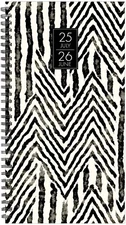 Boho Black July 2025 - June 2026 3.5" x 6.5" Softcover Weekly Spiral Planner