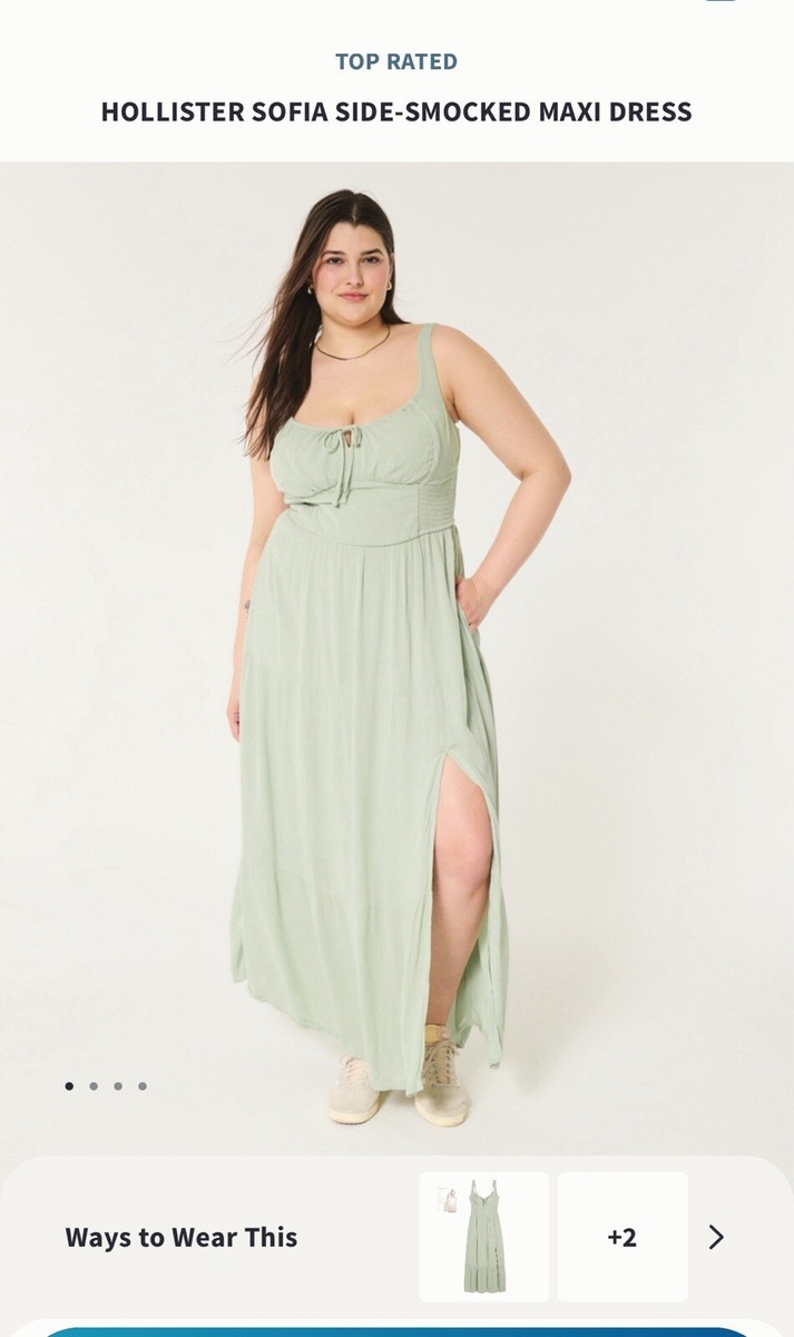 hollister sofia side smocked maxi dress Side-Smocked Hollister Sofia Midi Dress Hollister