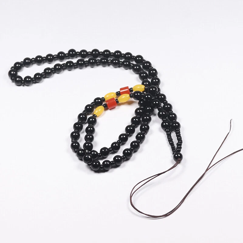 Collar de cuentas de jade obsidiana negra 100 % natural chino de 25" - para colgante V-0055 Foto 2 de 4