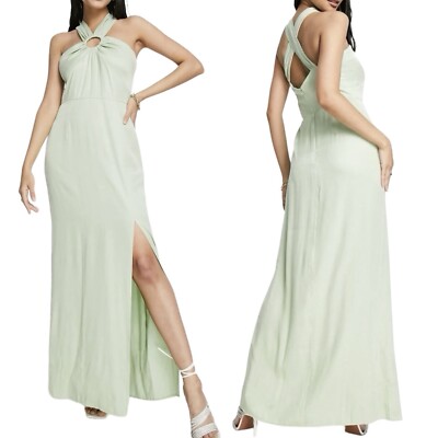 topshop sage green dress Green & White Wavy Knit Stripe Wilder Dress main image 0
