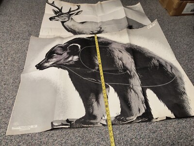 2 VTG Saunders Target Bear & Deer, Archery Target 40'' X 28'' Shipped Folded.