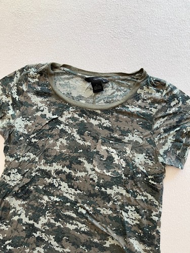 Calvin Klein Jeans Womens T-Shirt Medium Brown Camouflage Chest Pocket Tee - Bild 2 von 9