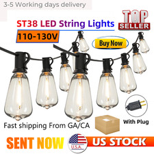 100FT Outdoor String Lights for Patio Waterproof Connectable ST38 LED 2700Kelvin