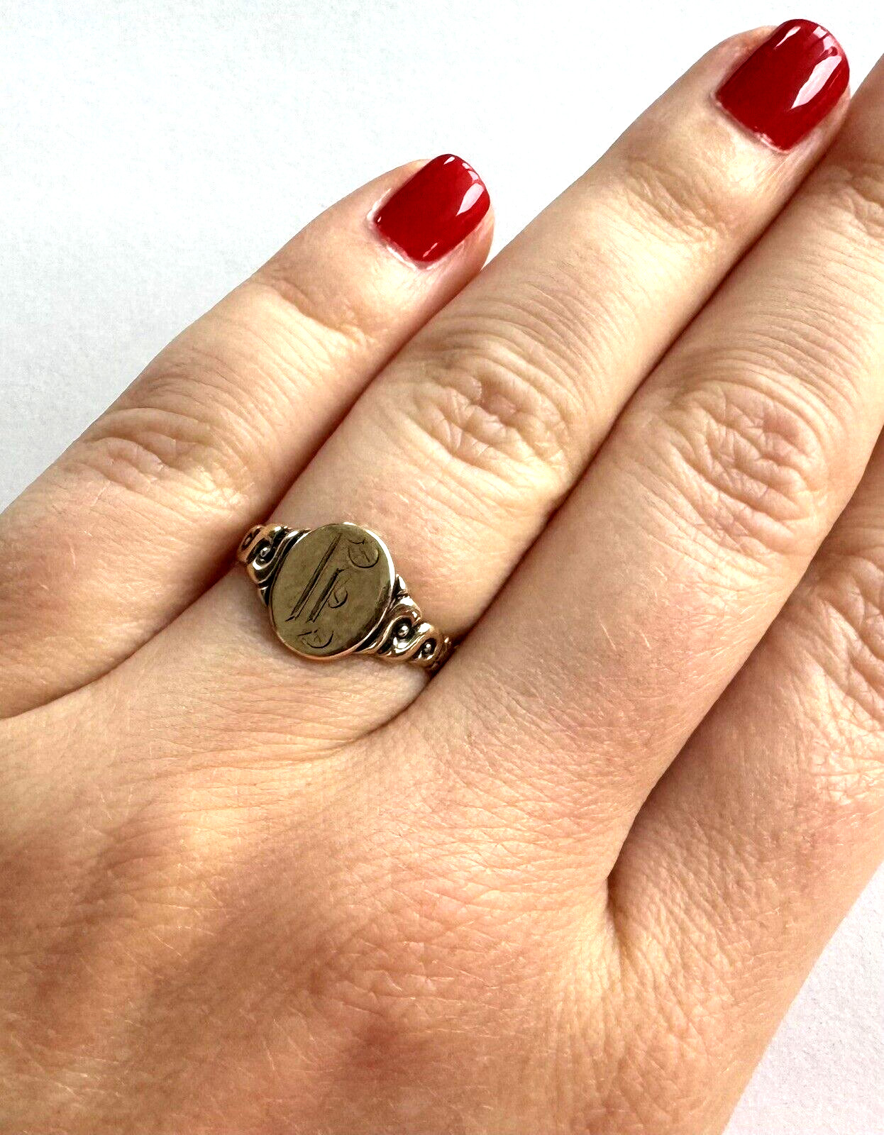 Antique 8K Solid Gold Initial Letter Monogram Lad… - image 11